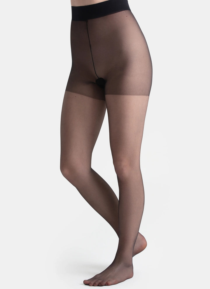 Klassische Strumpfhosen mit transparenter Spitze | nadotec DUŠE | 20 DEN schwarz
