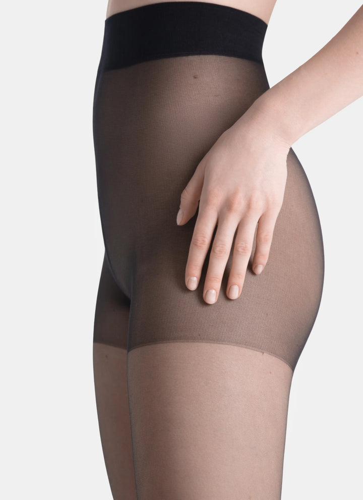 Klassische Strumpfhosen mit transparenter Spitze | nadotec DUŠE | 20 DEN schwarz